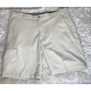 Greg Norman Beige Golf Shorts Zipper Pocket Sz 36